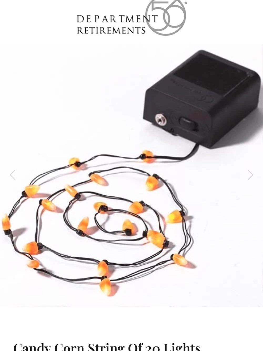 Retired Department 56 Halloween Village Candy Corn String of 20 Lights SKU 53013